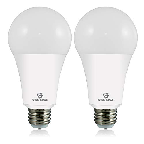 Great Eagle 50/100/150W Equivalent 3-Way A21 LED Light Bulb 2700K Warm White Color (2-Pack)