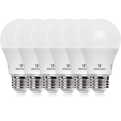 Great Eagle A19 LED Light Bulb, 60W Equivalent, 9W 3000K Soft White, Non-Dimmable, 6 Pack