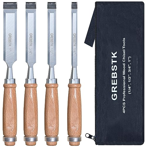 4-Piece Professional Wood Chisel Set with Oxford Bag - GREBSTK