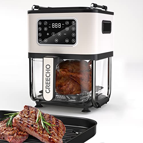 Air Fryer, Fabuletta 9 Cooking Functions Electric Air Fryers, Shake  Reminder, Powerful 1550W Electric Hot Air Fryer Oilless Cooker, Tempered  Glass Display, Dishwasher-Safe & Nonstick, 4 Quart Air Fryer