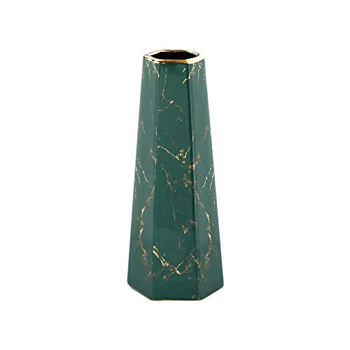 Green Gold Marble Ceramic Flower Vase