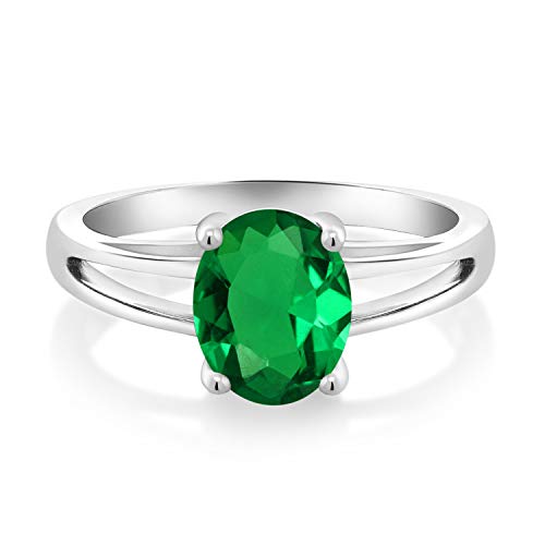 Green Simulated Emerald Women Solitaire Engagement Ring