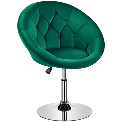 Green Velvet Round Tufted Back Swivel Accent Chair
