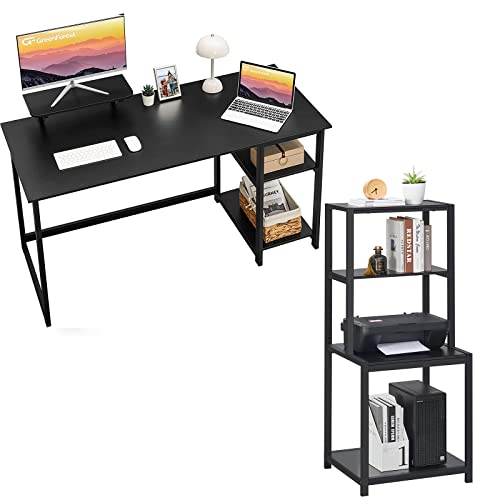 GreenForest Computer Desk with Printer Stand and Storage Shelves