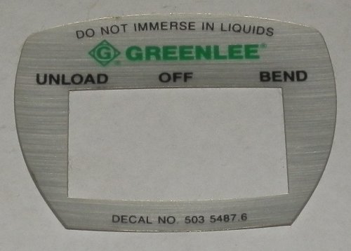 Greenlee 35487 ELECTRIC CONDUIT BENDER DECAL