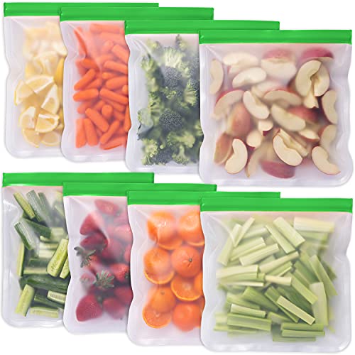 So Eco Fresh Reusable Freezer Bags Quart qt 5X30oz - Heavy Duty 0.3 Pound, Thick Silicone Food Storage Bags, Airtight Leakproof Freezer Organizer