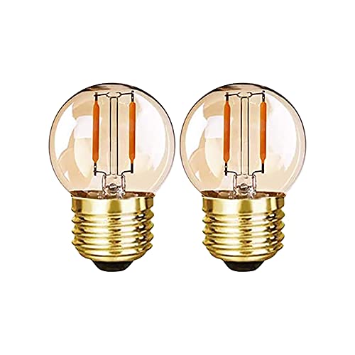 Grensk G40 Low Watt Light Bulb Edison LED Bulb Mini Globe Light Bulbs 1W Equivalent to 10Watt Incandescent E26 Screw Base Led Bulbs Ultra Warm White 2200K, Non Dimmable (G40g-2pack)