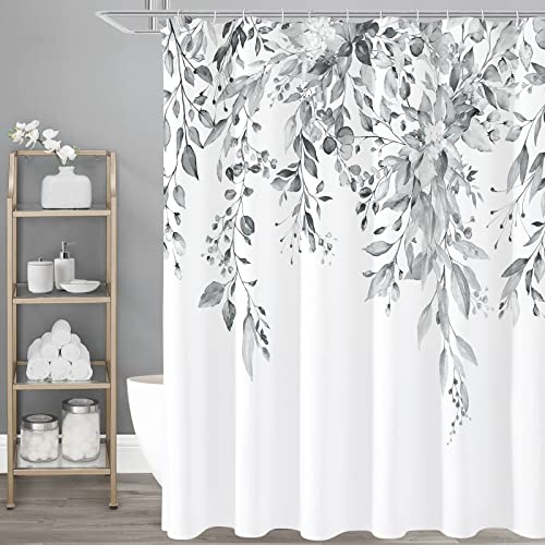Grey Eucalyptus Watercolor Shower Curtain