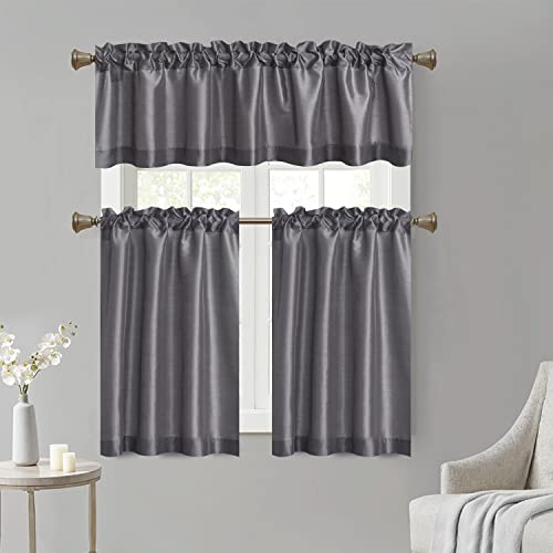 Grey Kitchen Curtain Valance Set