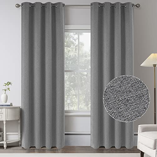 Grey Linen Blackout Curtains for Bedroom