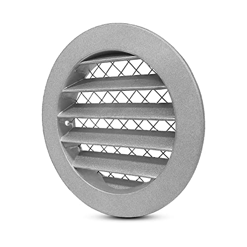 Grey Round Metal Dryer Vent Cover with Mouse Mesh