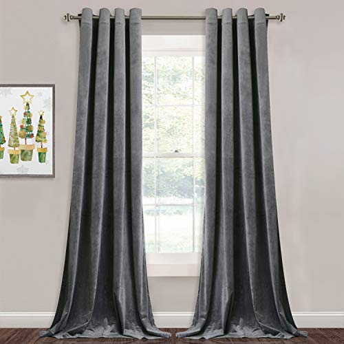Grey Velvet Curtains for Living Room