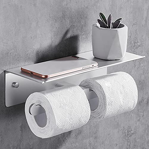 2023 Summer Clearance! WJSXC Toilet Paper Holder with Shelf,Toilet Paper  Holder Storage Wipes Dispenser for Bathroom,,Adhesive Or Screw Wall