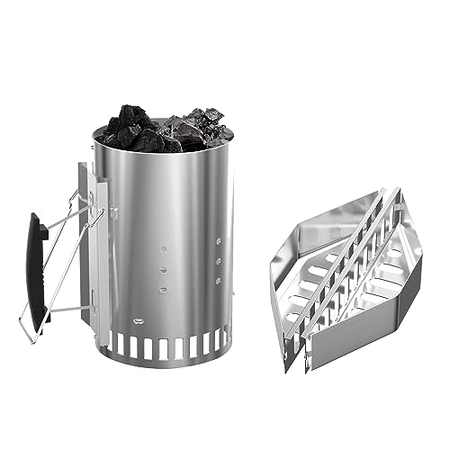 Grill Chimney Starter with Briquette Holders