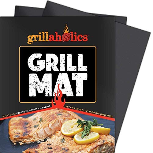 Grillaholics BBQ Grill Mats - Non Stick, Reusable, Set of 2
