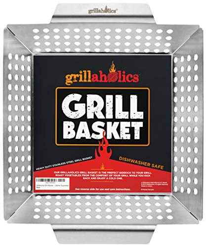 Grillaholics Heavy Duty Grill Basket - Large Grilling Basket