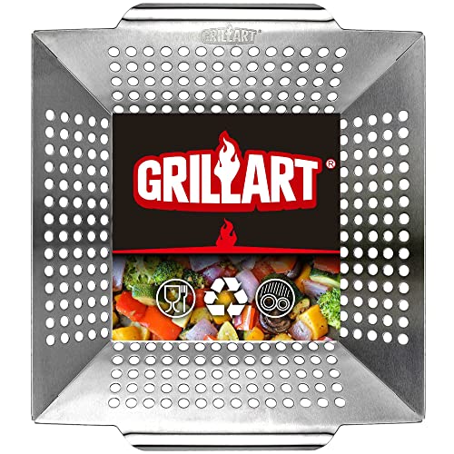GRILLART Grill Basket - Large Stainless Steel Veggie Grilling Basket