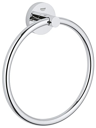 Grohe 40365001 Essentials Metal 7.48-in. Towel-Ring, Starlight Chrome