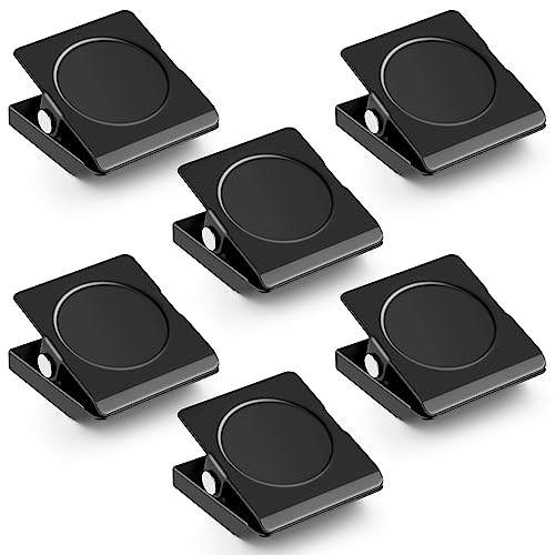 Grtard 6 Pck Magnetic Clips Heavy Duty, Fridge Magnets Clips, Strong Magnets for Whiteboard, Refrigerator, Home, School, Office (Black)