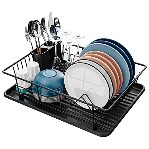  GSlife Dish Drying Rack for Kitchen Counter or in Sink - Small  Dish Rack for RV and Small Apartment Counter Top Space, Compact Dish Drainer  with Utensil Holder and Drain Spout