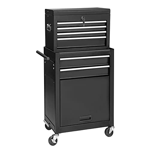 GSTANDARD 6-Drawer Rolling Tool Chest: Large Storage Cabinet with 2-in-1 Tool Box Organizer