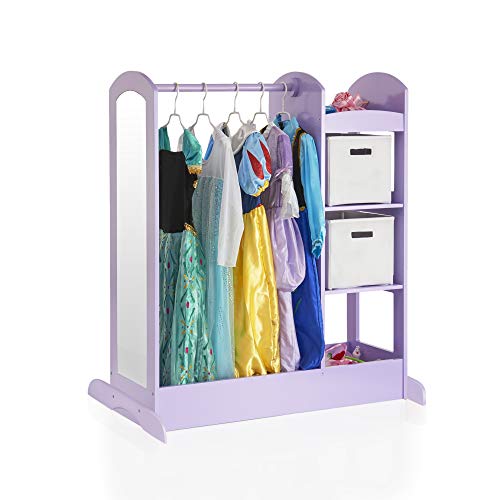 Lavender Dress-up Center: Storage Armoire for Kids with Mirror & Shelves