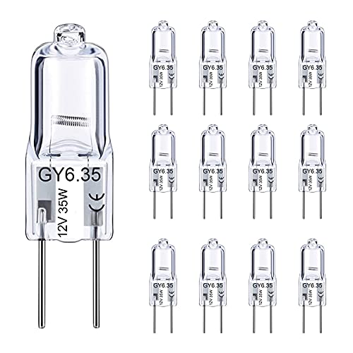 GY6.35 Halogen Light Bulbs 12 Volt 35 Watt, 12 Pack
