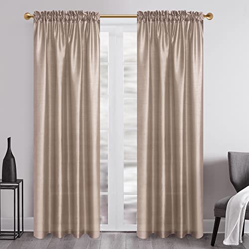 GYROHOME Silk Stain Curtains with Rod Pocket