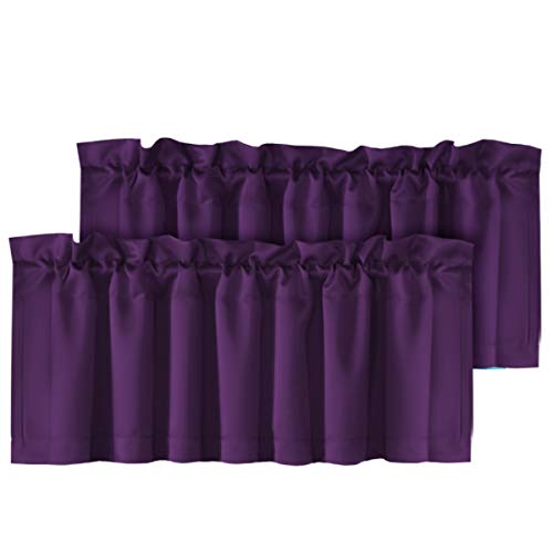 H.VERSAILTEX 2 Panels Blackout Curtain Valances for Kitchen Windows/Bathroom/Living Room/Bedroom Privacy Decorative Rod Pocket Short Window Valance Curtains, 52" W x 18" L, Plum Purple
