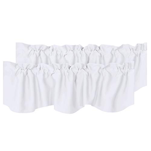 Scalloped Blackout Valance Curtains for Privacy, 52" W x 18" L, Pure White
