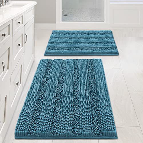 Turquoise 2-Piece Bathroom Rug Set, Extra Absorbent & Soft Shag Floor Mat