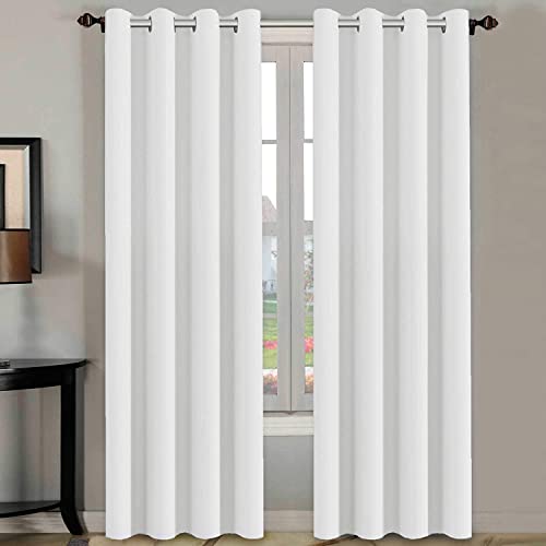 H.VERSAILTEX White Curtains 84 inches Long for Living Room Thermal Insulated Window Treatment Panels/Drapes - (White Color) - Set of 2 - Grommet Top