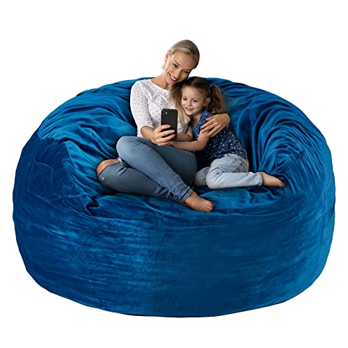 HABUTWAY Bean Bag Chair: Giant 5' Memory Foam Furniture Bean Bag Chair for Adults with Microfiber Cover - 5Ft,Blue