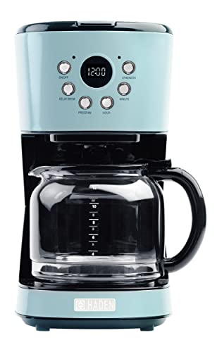 HADEN Vintage Retro Coffee Maker with Glass Carafe (12 Cup, Turquoise)