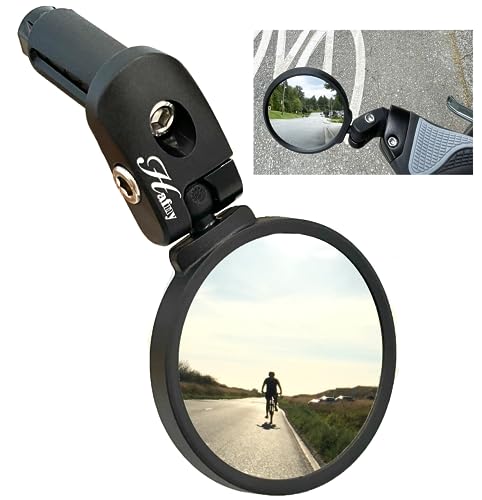 Hafny Stainless Steel Lens Bar End Bike Mirror, Adjustable Rearview Cycle Mirror