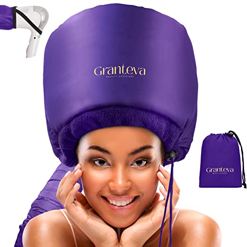 Hair Dryer Bonnet w/ Headband for Heat Reduction - Large (Purple)