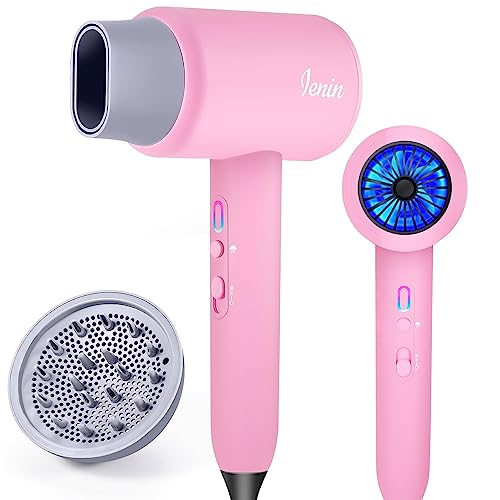 Hair Dryer, Portable Ionic Blow Dryer with Diffuser and Concentrator Nozzle