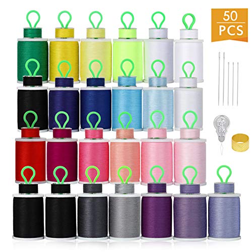HAITRAL Sewing Threads Set - 50Pcs Bobbins and 21 Colors Cotton Thread