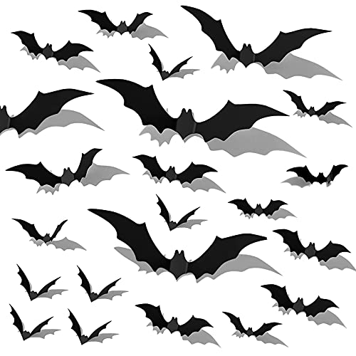 96 PCS 3D PVC Scary Bat Wall Decal for Halloween Decor