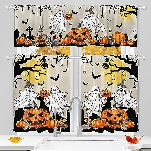 Halloween Farmhouse Kitchen Curtains Set 36''