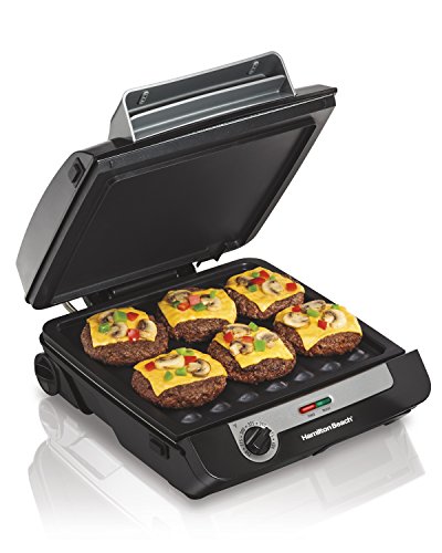 Hamilton Beach Electric Indoor Searing Grill, Removable Easy to Clean  Nonstick Cooking Plate, 6-Serving, Extra-Large Drip Tray, Stainless Steel,  25360 