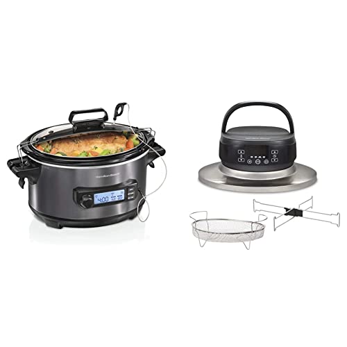 Hamilton Beach 2 in 1 6 qt. Stainless Steel Slow Cooker with Air Fry Lid, Silver