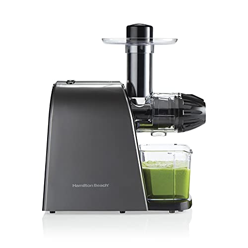 Hamilton Beach 67951 Cold Press Masticating Juicer Machine, Slow and Quiet Action, Juice Fruits & Vegetables, BPA Free, Easy Clean, 150 Watts, Silver