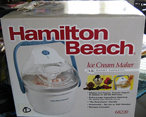 Hamilton Beach 68220 1.5-Quart Capacity Ice Cream Maker, White
