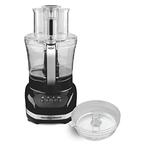 Professional Food Processor, FOHERE 12 Cup Food Processors with 4 Speed  Function 4 in 1, 600W, Black