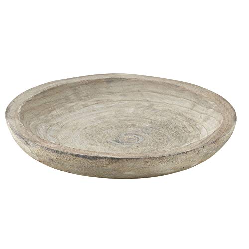 Hand Carved Wood Serving Bowl, Medium, Grey
