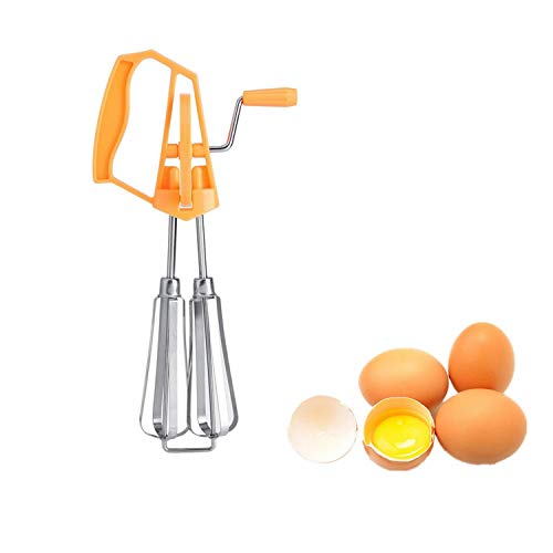 Stainless Steel Plastic Hand Crank Manual Egg Beater with Auto Rotation,  Efficiently Mix Butter, Eggs, and Flour, Perfect Home Kitchen Cooking