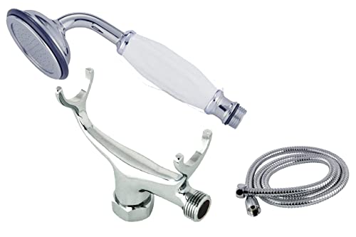 Polished Chrome Hand Shower with Clawfoot Tub Faucet Cradle and 59" Hose