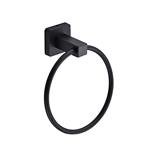 Hand Towel Ring Round Bath Towel Holder SUS 304 Stainless Steel Wall Mount Towel Holder for Kitchen Bathroom,Matte Black