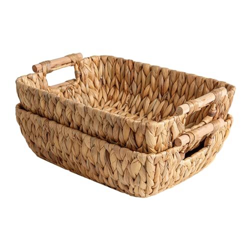 Hand-Woven Storage Baskets with Wooden Handles